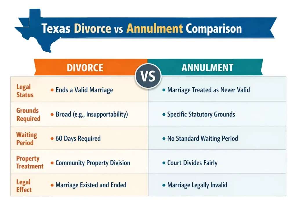 divorce vs annulment Texas
